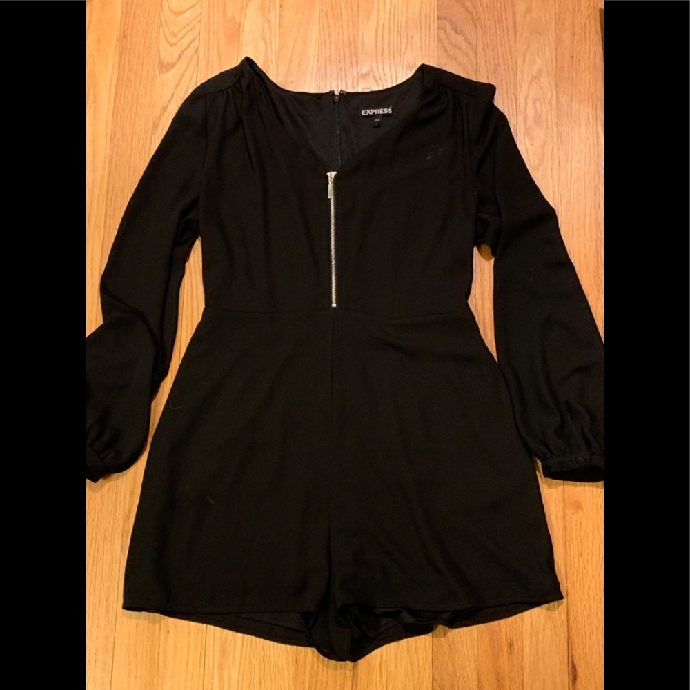 Black romper with zipper detail
